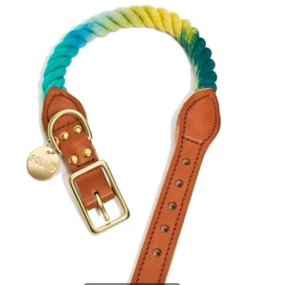 NWT Found My Animal rope Leather dog collar M & L